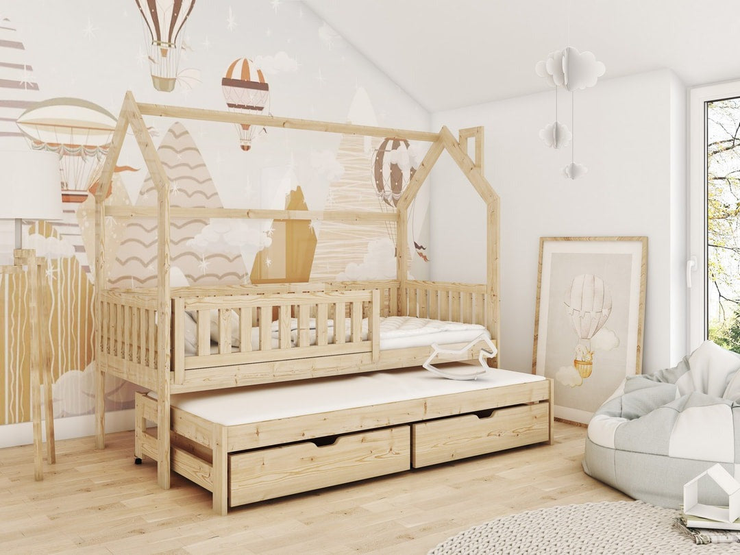 Wooden Single Bed Monkey With Trundle