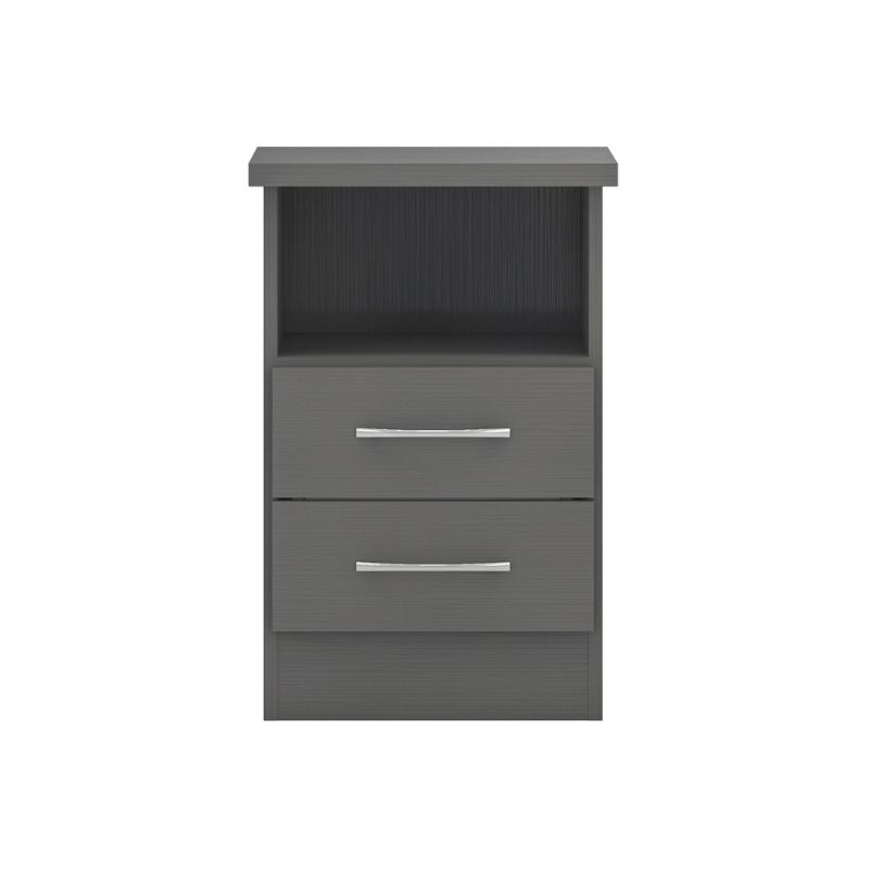 SECONIQUE, Nevada, 2 Draw, 3D Effect, Grey, Bedside Table - yofurn