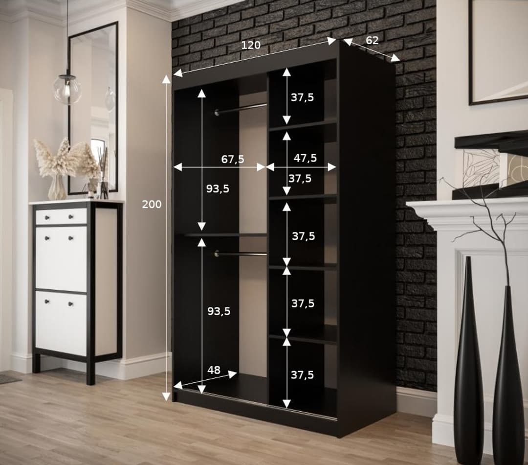 Tilburg II Sliding Door Wardrobe 120cm - Product Dimensions