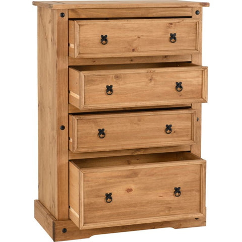 (SECONIQUE) 4 Draw, Brown, Chest Drawer - yofurn