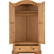 (SECONIQUE) 2 Door, 1 Draw, Brown, Waxed Pine, Wardrobe - yofurn