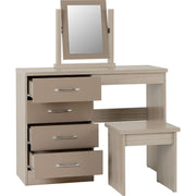 (SECONIQUE) Gloss, 4 Draw, Mirror Stand, Stool, Dressing Table by Nevada - yofurn