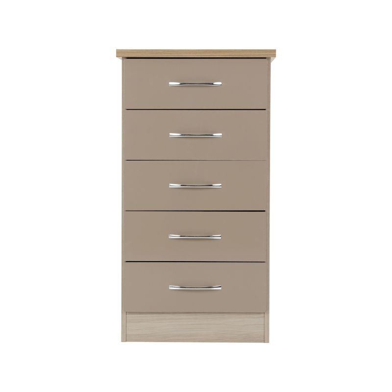 SECONIQUE, Nevada, 5 Draw, Narrow, Chest Drawer - yofurn