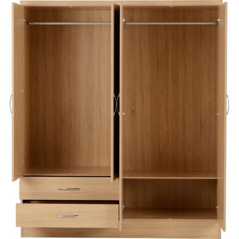 SECONIQUE, Nevada, 4 Door, 2 Draw, Mirrored, Wardrobe - yofurn