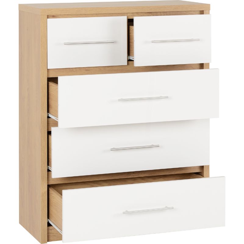 3+2 Draw Gloss Light Oak Chest Drawer by Seville