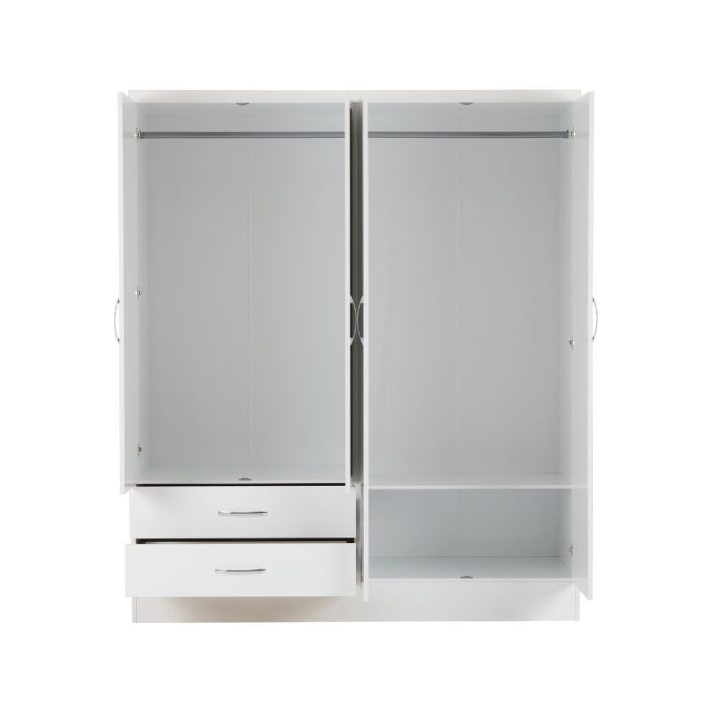 SECONIQUE, Nevada, 4 Door, 2 Draw, Mirrored, Wardrobe - yofurn