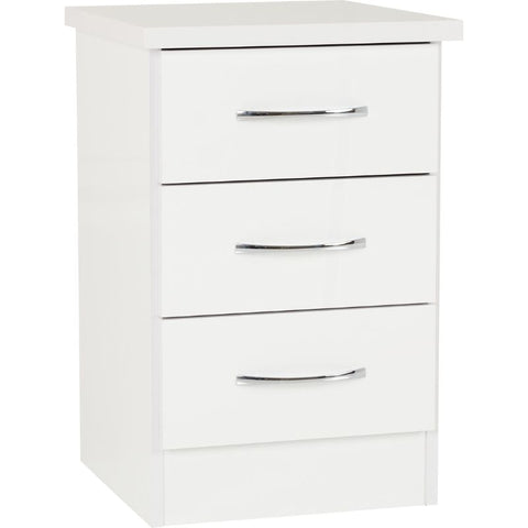 (SECONIQUE) Gloss, 3 Draw, Bedside Table by Nevada - yofurn