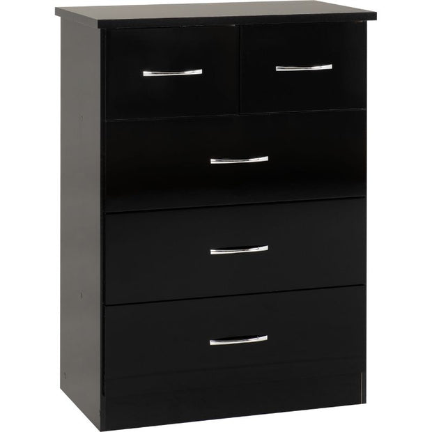 (SECONIQUE) 3 Door, 2 Draw, 2 Mirror Door - Wardrobe, 5 Draw -Chest Drawer, 2, 3 Draw -Bedside Table, Set by Nevada - yofurn