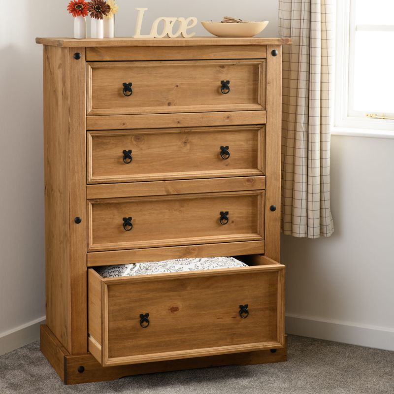 (SECONIQUE) 4 Draw, Brown, Chest Drawer - yofurn