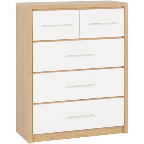 3+2 Draw Gloss Light Oak Chest Drawer by Seville