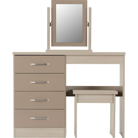 (SECONIQUE) Gloss, 4 Draw, Mirror Stand, Stool, Dressing Table by Nevada - yofurn