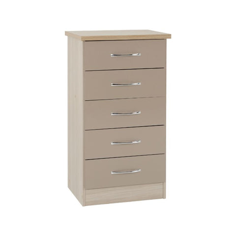 SECONIQUE, Nevada, 5 Draw, Narrow, Chest Drawer - yofurn