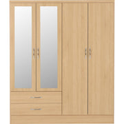 SECONIQUE, Nevada, 4 Door, 2 Draw, Mirrored, Wardrobe - yofurn