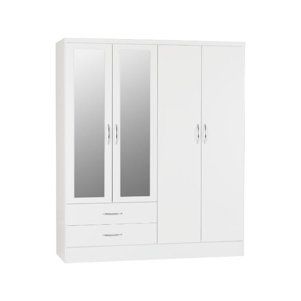 SECONIQUE, Nevada, 4 Door, 2 Draw, Mirrored, Wardrobe - yofurn