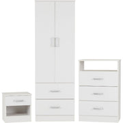 (SECONIQUE) 2 Door, 2 Draw - Wardrobe, 1 Draw - Bedside Table, 3 Draw - Chest Table, Set by Polar - yofurn