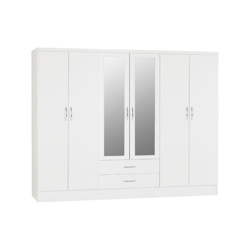 (SECONIQUE) 6 Door, 2 Draw, 2 Door, Mirror Door, Wardrobe by Nevada - yofurn