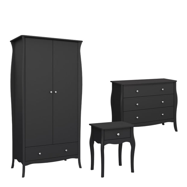 FURNITURE TO GO, Baroque, Nightstand, 3 Draw Chest, 2 Door 1 Draw Robe, Set - yofurn