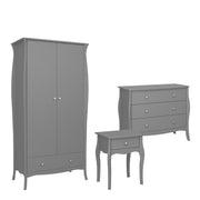 FURNITURE TO GO, Baroque, Nightstand, 3 Draw Chest, 2 Door 1 Draw Robe, Set - yofurn