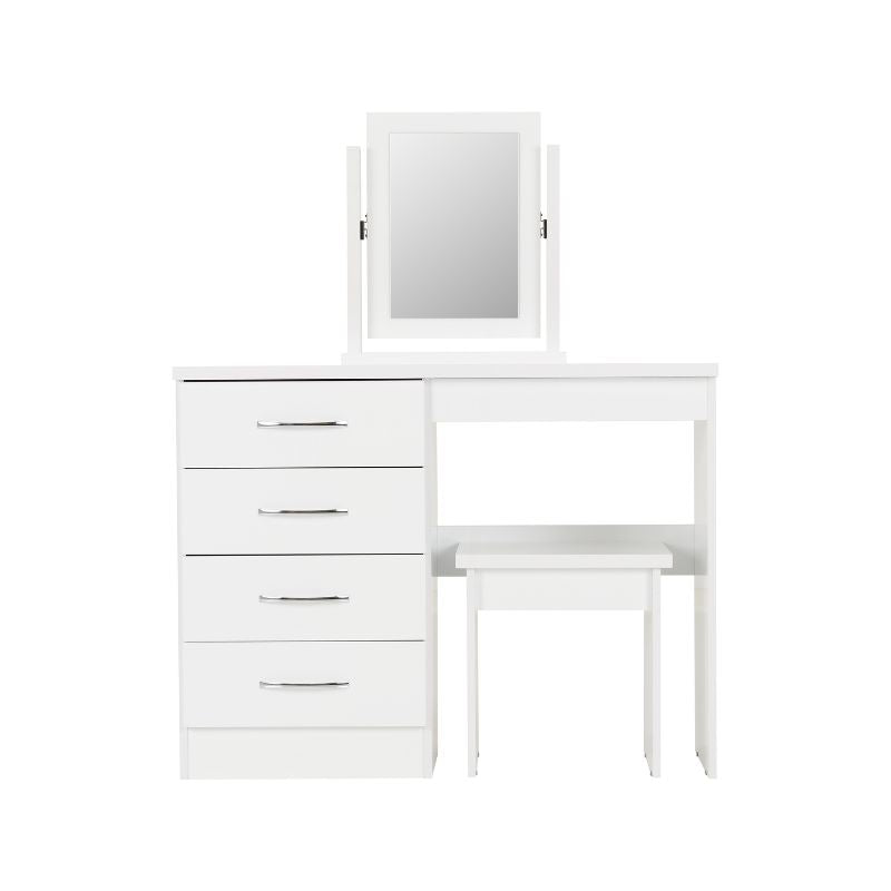 (SECONIQUE) Gloss, 4 Draw, Mirror Stand, Stool, Dressing Table by Nevada - yofurn