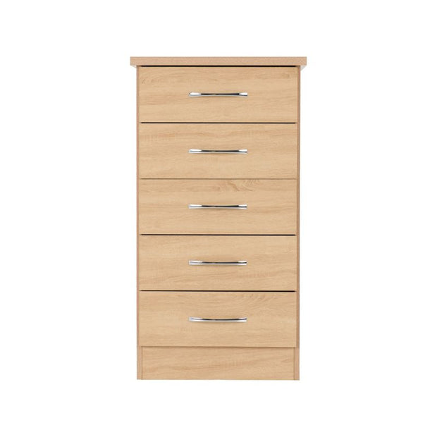 SECONIQUE, Nevada, 5 Draw, Narrow, Chest Drawer - yofurn