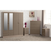 (SECONIQUE) 4 Door, 2 Draw, Mirror Door - Wardrobe, 5 Draw -Chest Drawer, 3 Draw, 2 - Bedside Table, Set by Nevada - yofurn