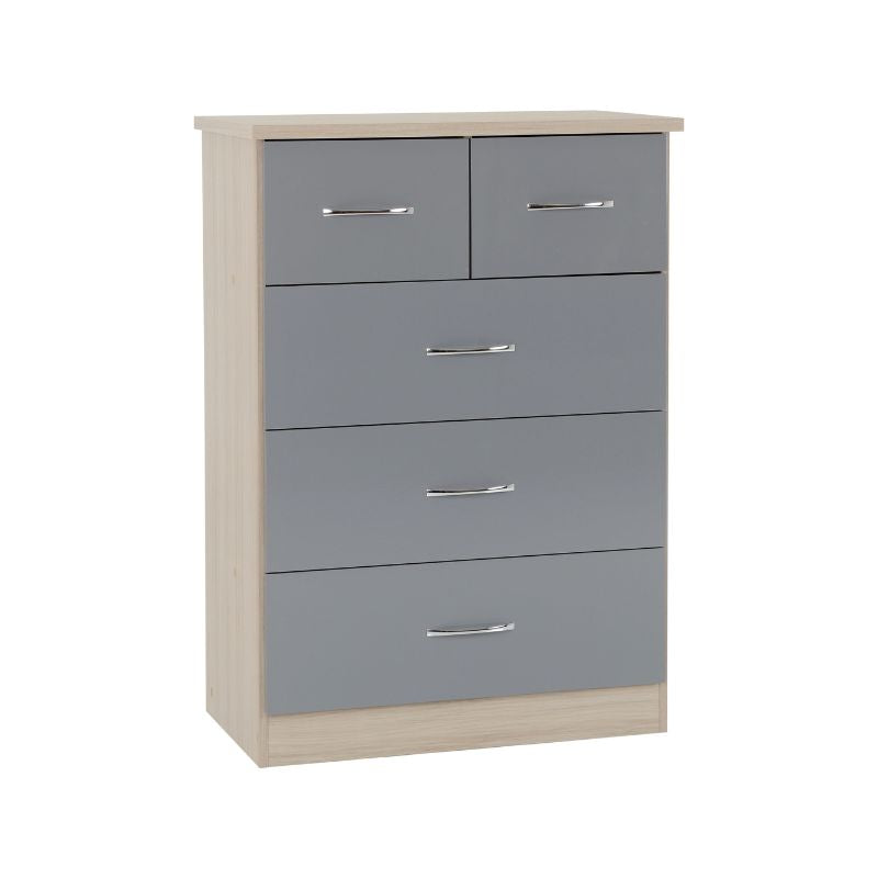 SECONIQUE, Nevada, 5 Draw, Gloss, Chest Drawer - yofurn