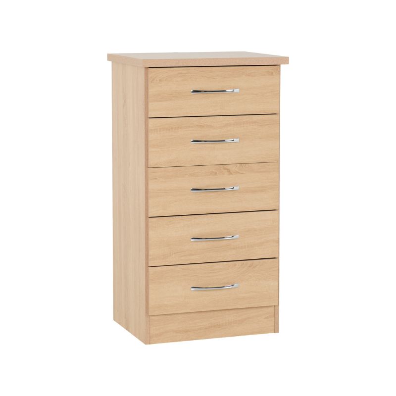 SECONIQUE, Nevada, 5 Draw, Narrow, Chest Drawer - yofurn