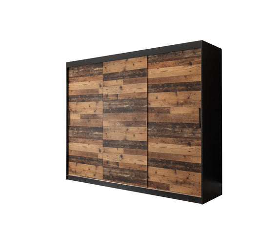 Tilburg Sliding Door Wardrobe 250cm [Dark Oak & Black] - White Background