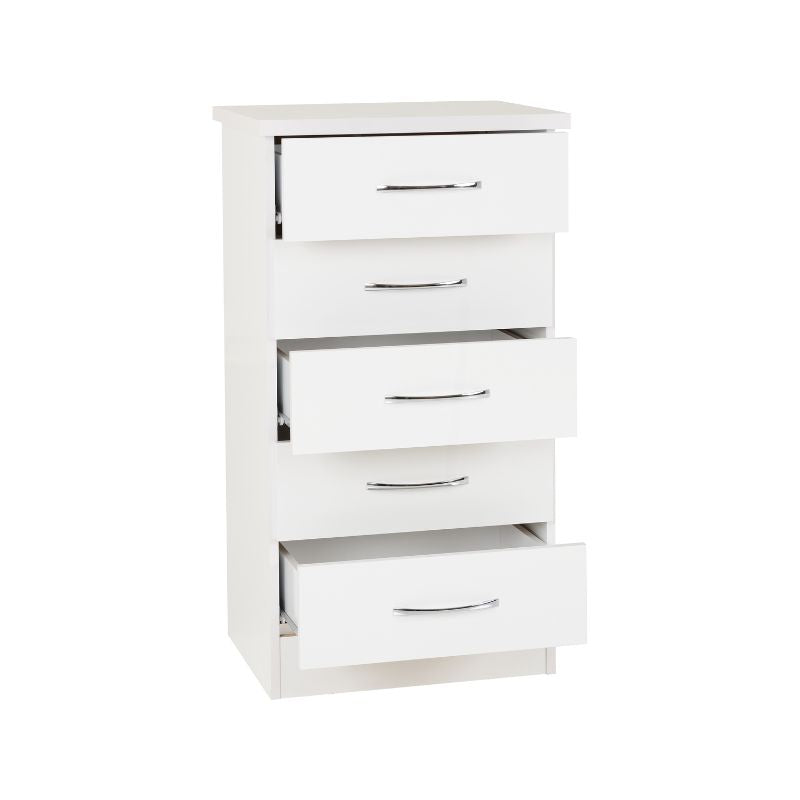 SECONIQUE, Nevada, 5 Draw, Narrow, Chest Drawer - yofurn