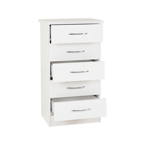 SECONIQUE, Nevada, 5 Draw, Narrow, Chest Drawer - yofurn