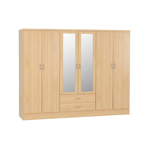 (SECONIQUE) 6 Door, 2 Draw, 2 Door, Mirror Door, Wardrobe by Nevada - yofurn