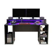 Black Computer Gaming Desk with Colour Changing LED Lights by Flair