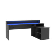 Black Corner Computer Gaming Desk with Colour Changing LED Lights by Flair