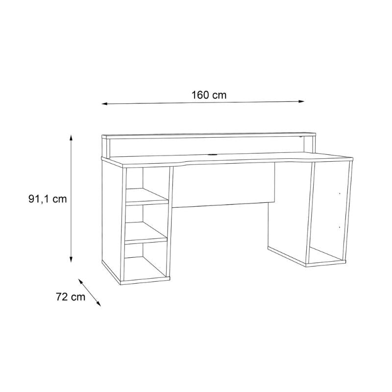 Black Computer Gaming Desk with Colour Changing LED Lights by Flair