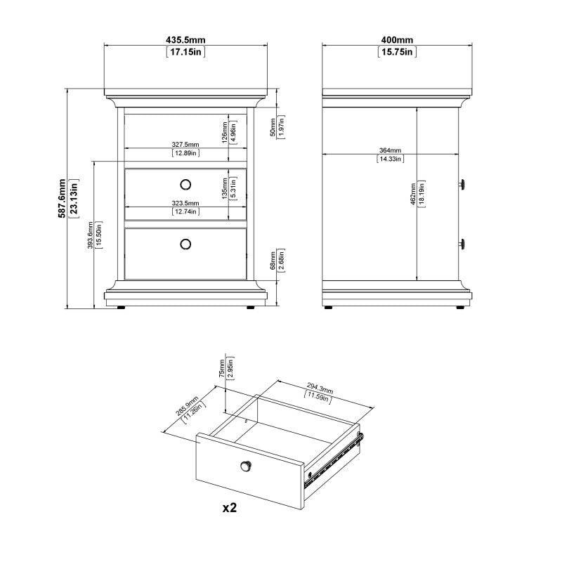 (FURNITURE TO GO) 2 Draw, Bedside Table by Paris - yofurn