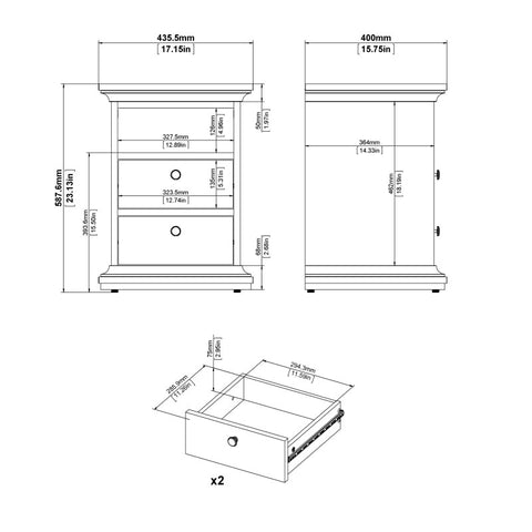 (FURNITURE TO GO) 2 Draw, Bedside Table by Paris - yofurn