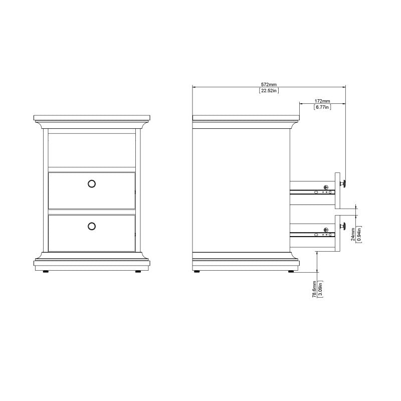 (FURNITURE TO GO) 2 Draw, Bedside Table by Paris - yofurn