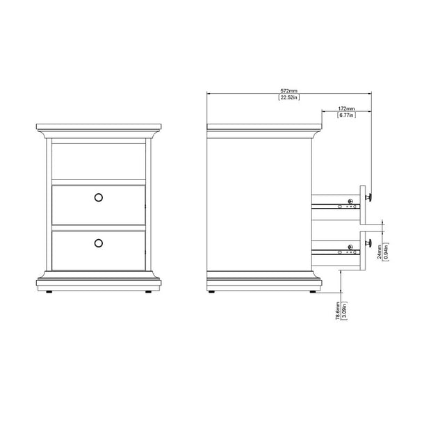 (FURNITURE TO GO) 2 Draw, Bedside Table by Paris - yofurn