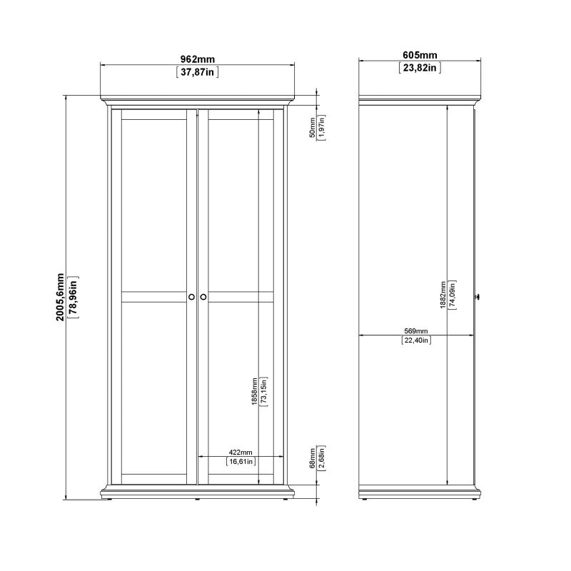 FURNITURE TO GO, Paris, 2 Door, Wardrobe - yofurn