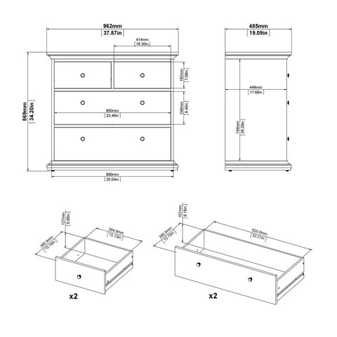 (FURNITURE TO GO) 4 Draw, Chest Drawer by Paris - yofurn