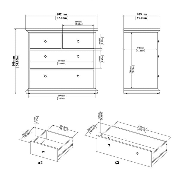 (FURNITURE TO GO) 4 Draw, Chest Drawer by Paris - yofurn