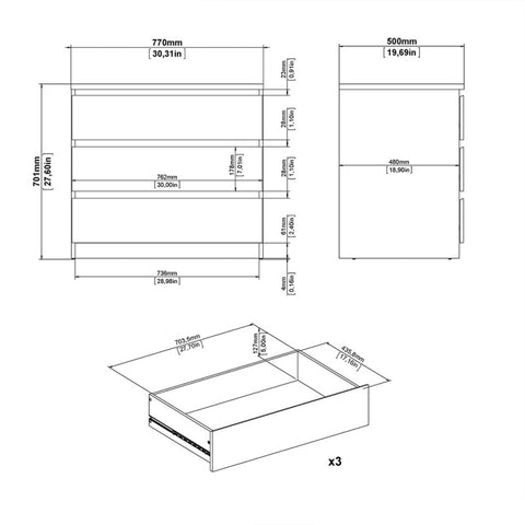 (FURNITURE TO GO) 3 Draw, Chest Drawer by Naia - yofurn