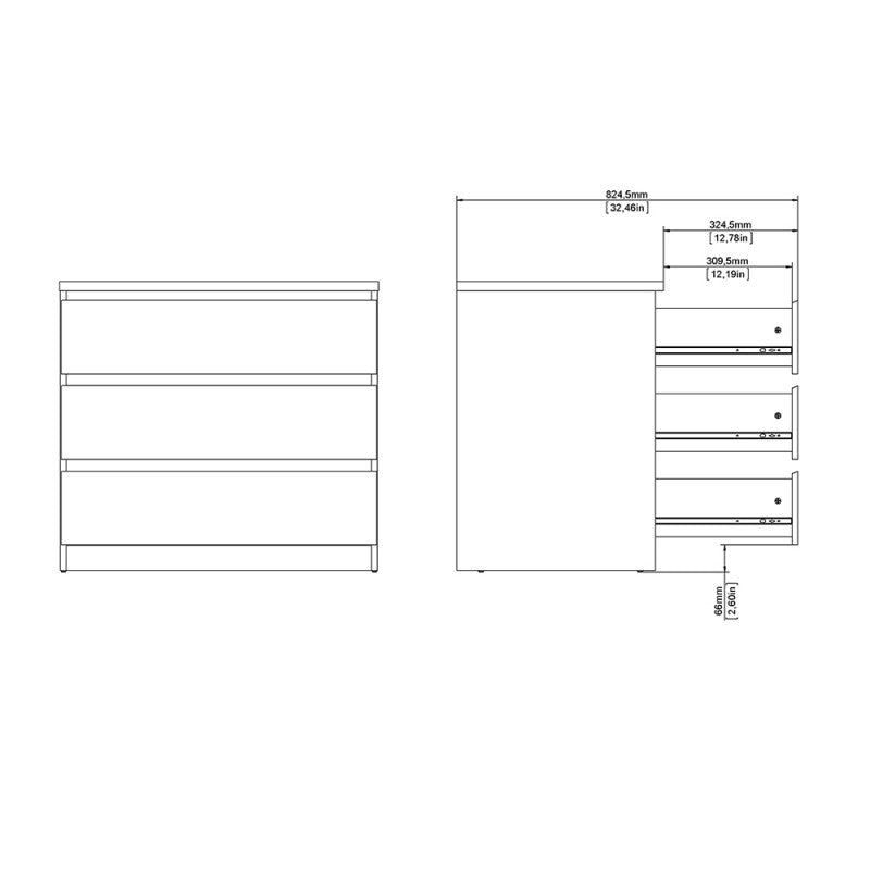 (FURNITURE TO GO) 3 Draw, Chest Drawer by Naia - yofurn