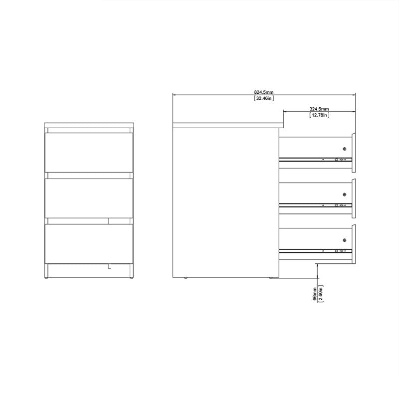 (FURNITURE TO GO) 3 Draw, Bedside Table by Naia - yofurn