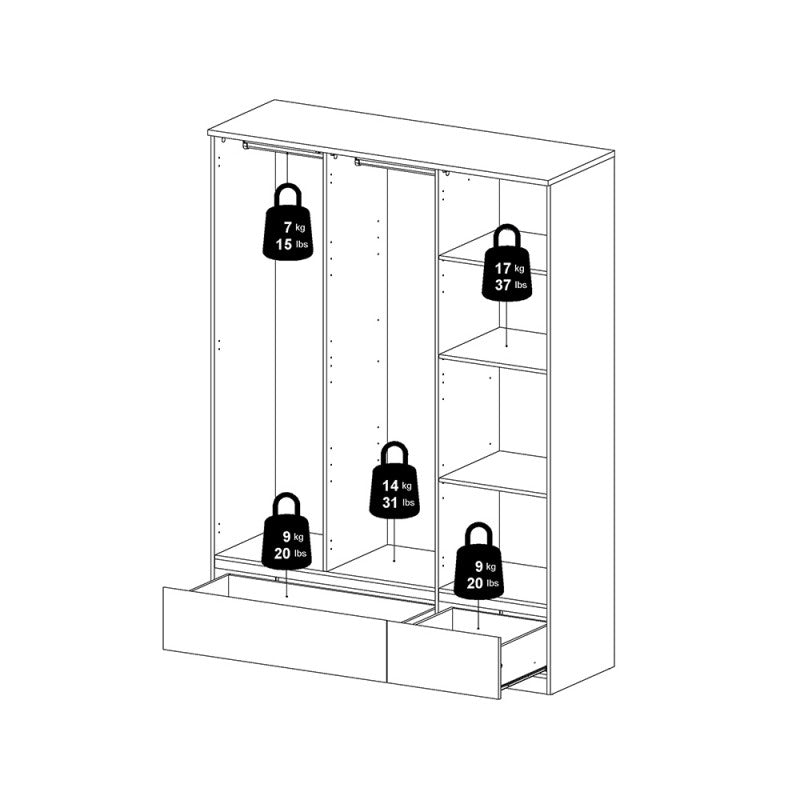 (FURNITURE TO GO) 2 Draw, 3 Door, Gloss, White, Wardrobe by Naia - yofurn