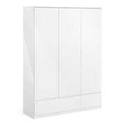 (FURNITURE TO GO) 2 Draw, 3 Door, Gloss, White, Wardrobe by Naia - yofurn