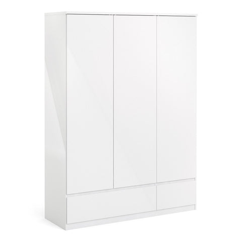 (FURNITURE TO GO) 2 Draw, 3 Door, Gloss, White, Wardrobe by Naia - yofurn