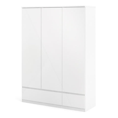 (FURNITURE TO GO) 2 Draw, 3 Door, Gloss, White, Wardrobe by Naia - yofurn