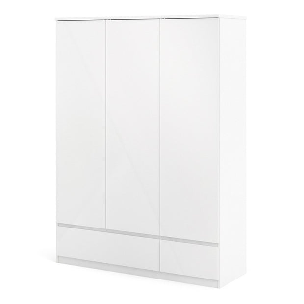 (FURNITURE TO GO) 2 Draw, 3 Door, Gloss, White, Wardrobe by Naia - yofurn