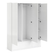 (FURNITURE TO GO) 2 Draw, 3 Door, Gloss, White, Wardrobe by Naia - yofurn